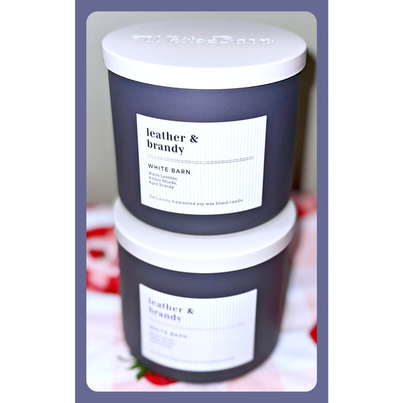 Lot of 2 Bath & Body Works Leather & Brandy Large 3-Wick Candle 14.5oz - Picture 1 of 5